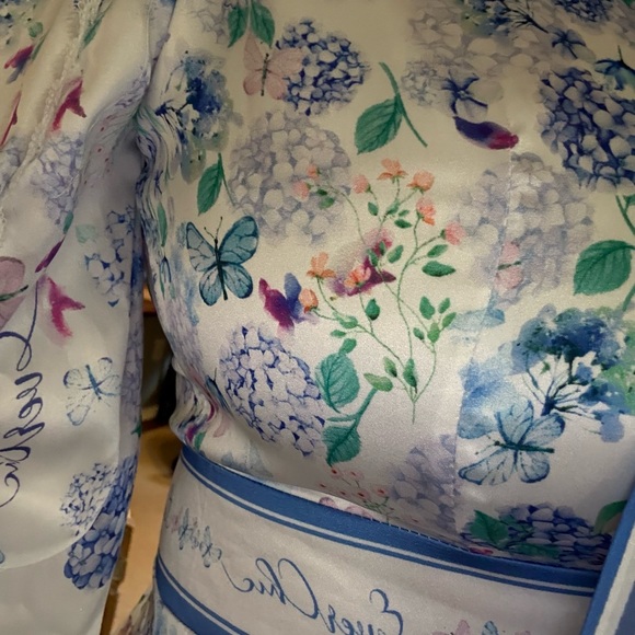 Chic Long Sleeve Floral Dress in Blue and White - Picture 9 of 14